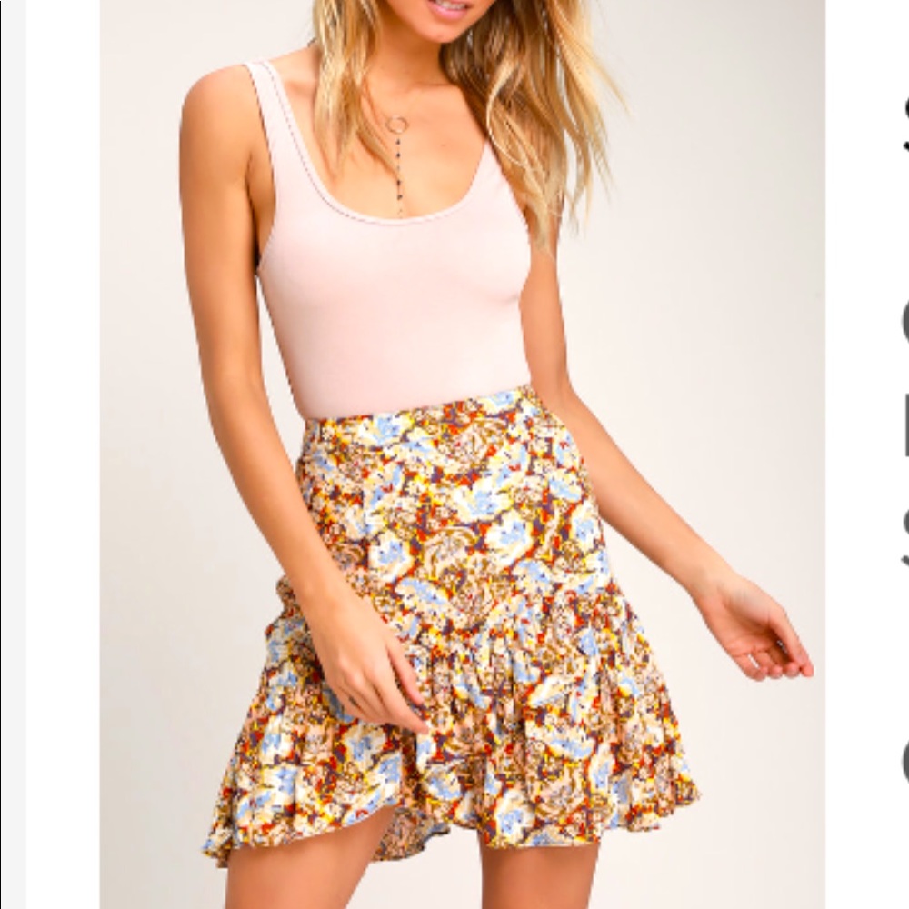 Free People Floral Mini Skirt